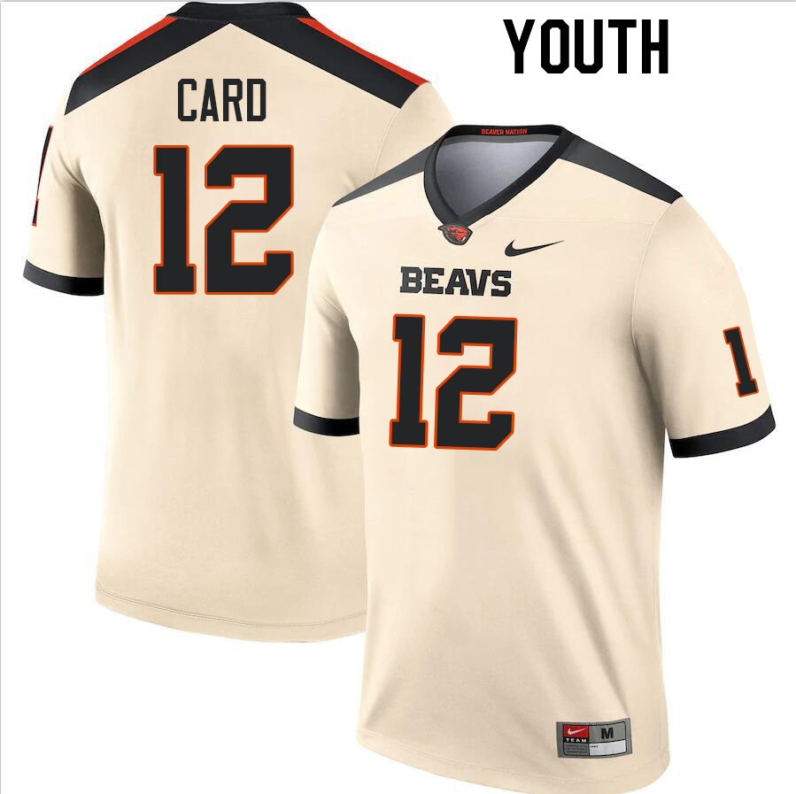 Youth #12 Zachary Card Oregon State Beavers College Football Jerseys Stitched-Cream